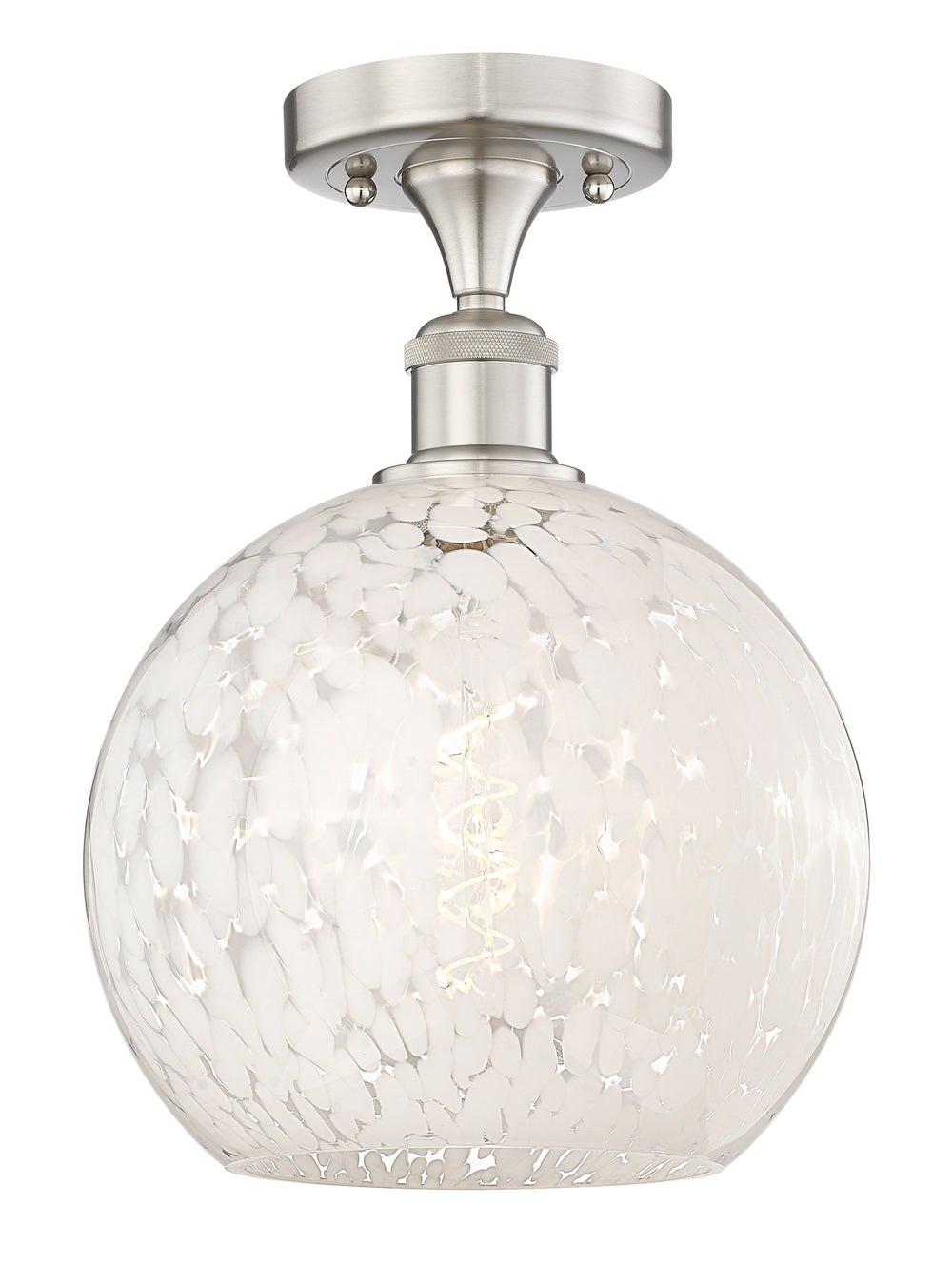 Innovations Lighting White Mouchette 10" Semi-Flush Mount - Brushed Satin Nickel