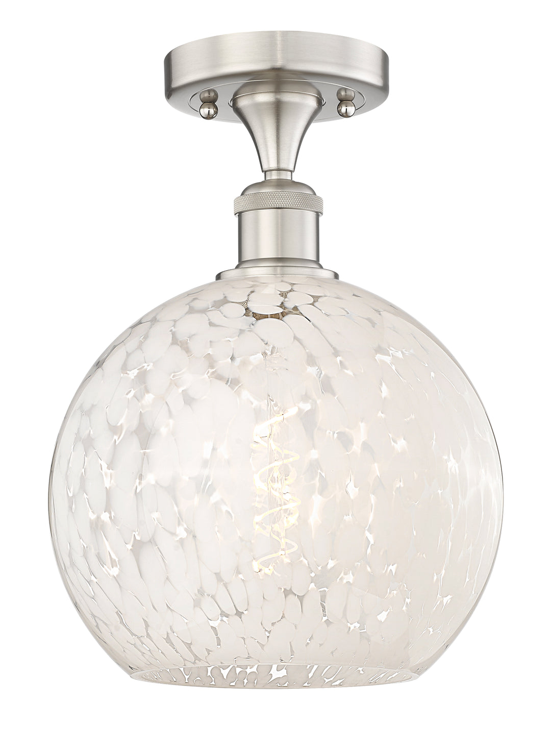 Innovations Lighting White Mouchette 10" Semi-Flush Mount - Brushed Satin Nickel