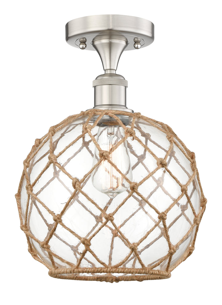 Innovations Lighting Large Farmhouse Rope Semi-Flush Mount - Brushed Satin Nickel