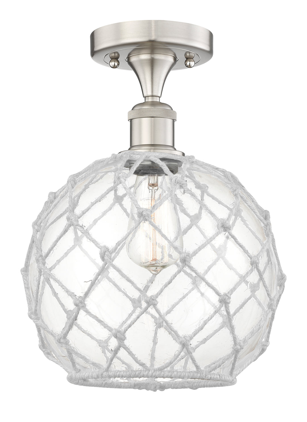 Innovations Lighting Large Farmhouse Rope Semi-Flush Mount - Brushed Satin Nickel