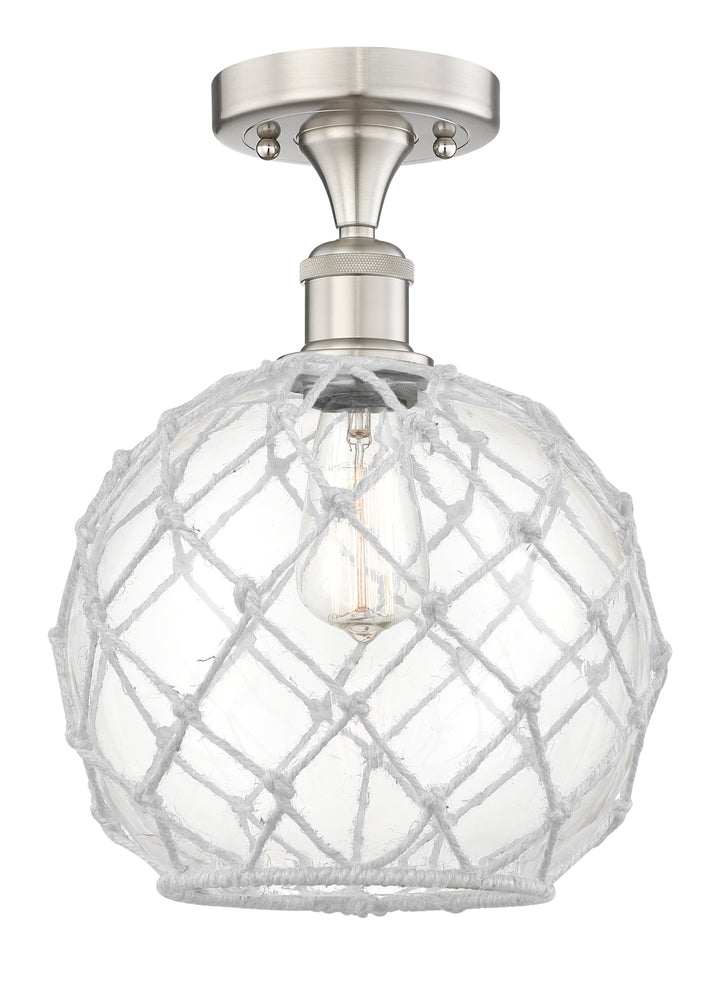 Innovations Lighting Large Farmhouse Rope Semi-Flush Mount - Brushed Satin Nickel