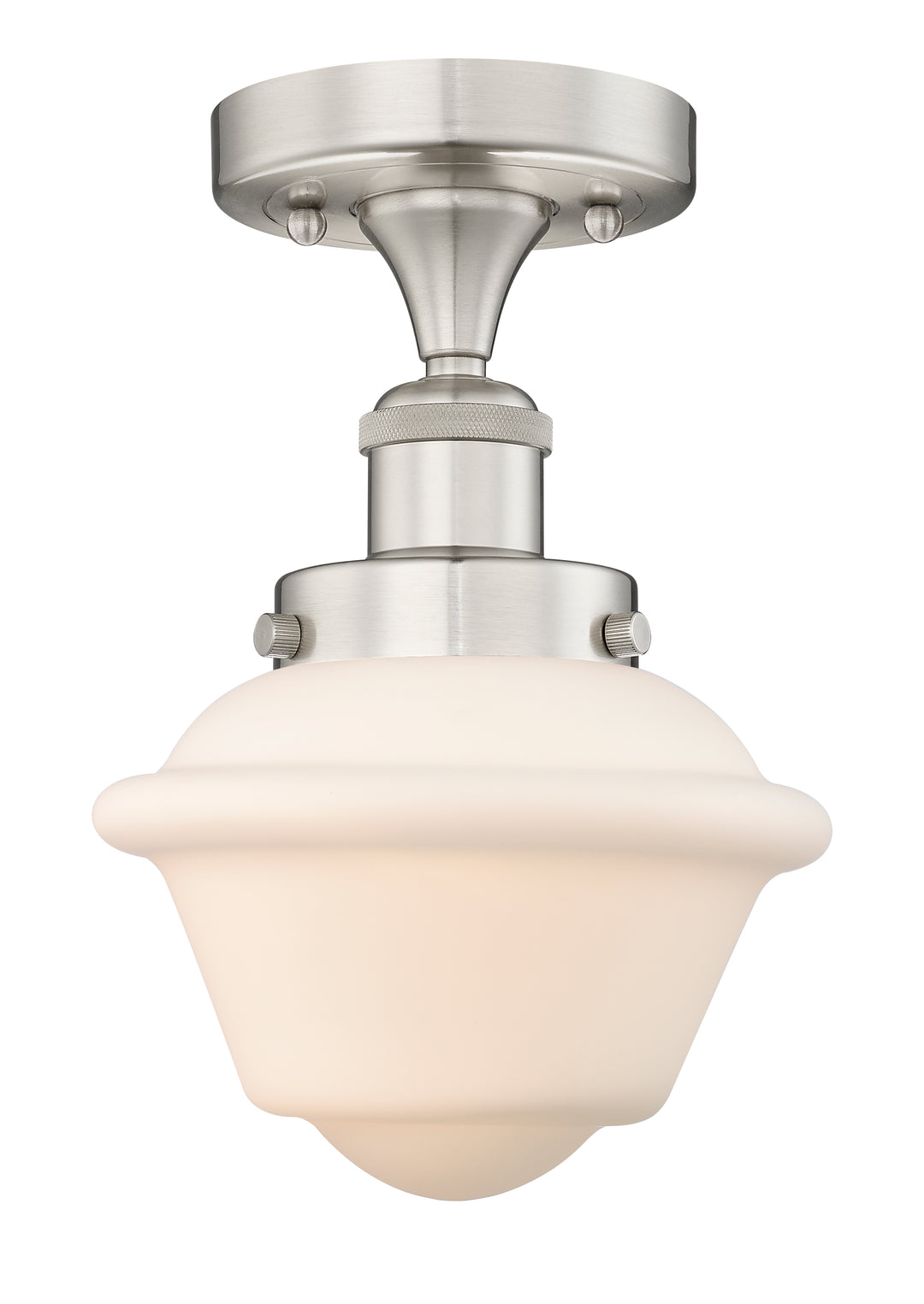 Innovations Lighting Oxford 7.5" Semi-Flush Mount - Brushed Satin Nickel Ceiling Semi Flush Mounts Innovations Lighting Matte White ; Glass Type: Frosted; Ribbed  