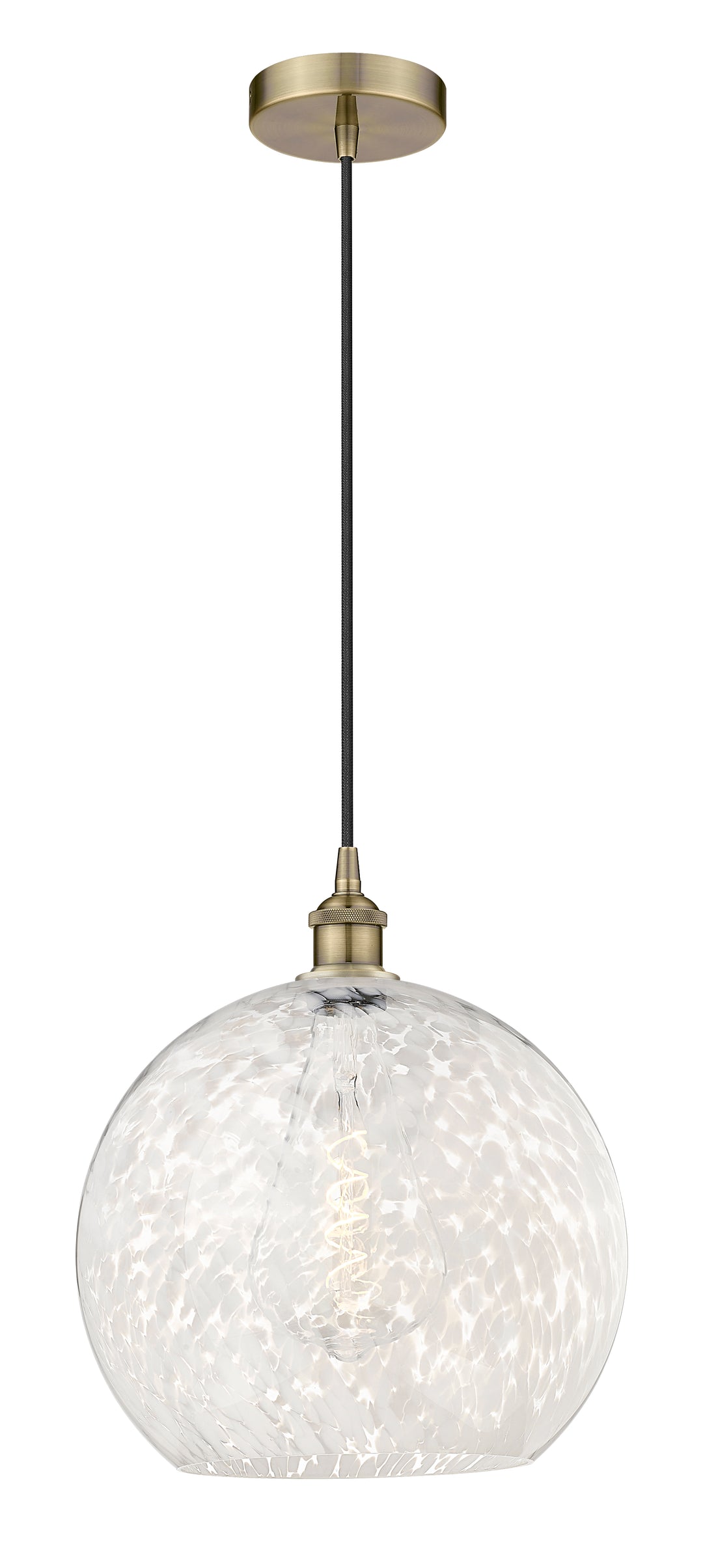 Innovations Lighting White Mouchette 14" Pendant - Antique Brass