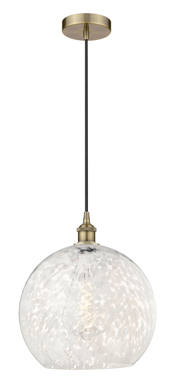 Innovations Lighting White Mouchette 14" Pendant - Antique Brass