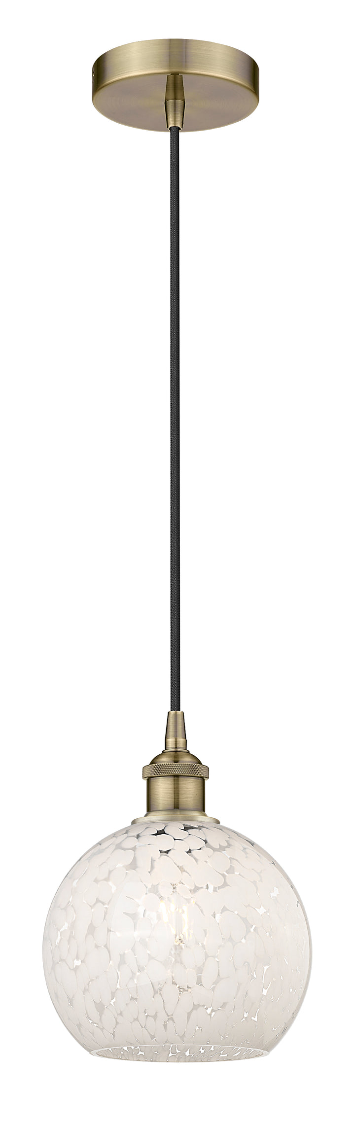 Innovations Lighting White Mouchette 8" Mini Pendant - Antique Brass Mini-Pendants Innovations Lighting   