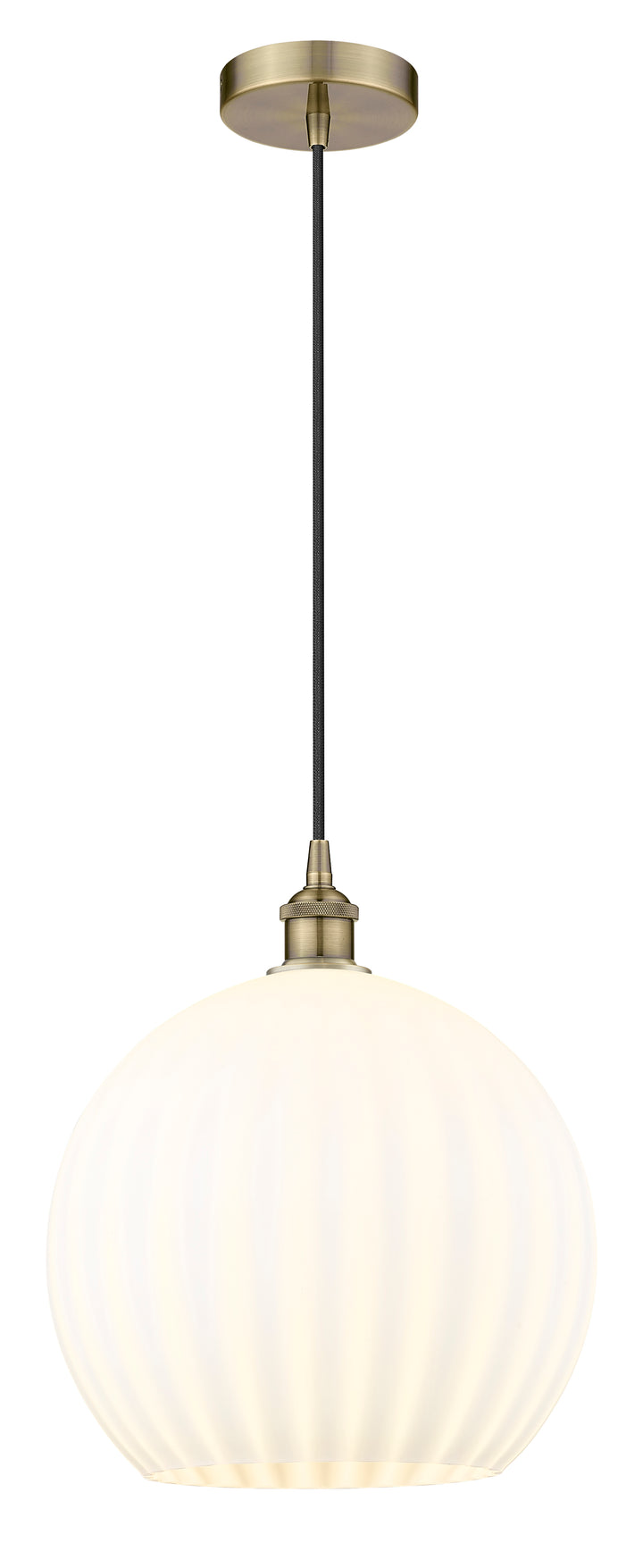 Innovations Lighting White Venetian 14" Pendant - Antique Brass