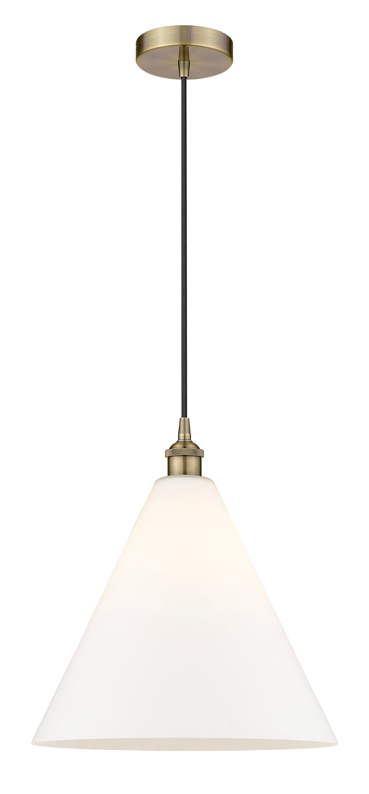 Innovations Lighting Berkshire Glass 16" Mini Pendant Mini-Pendants Innovations Lighting Antique Brass Matte White ; Glass Type: White 