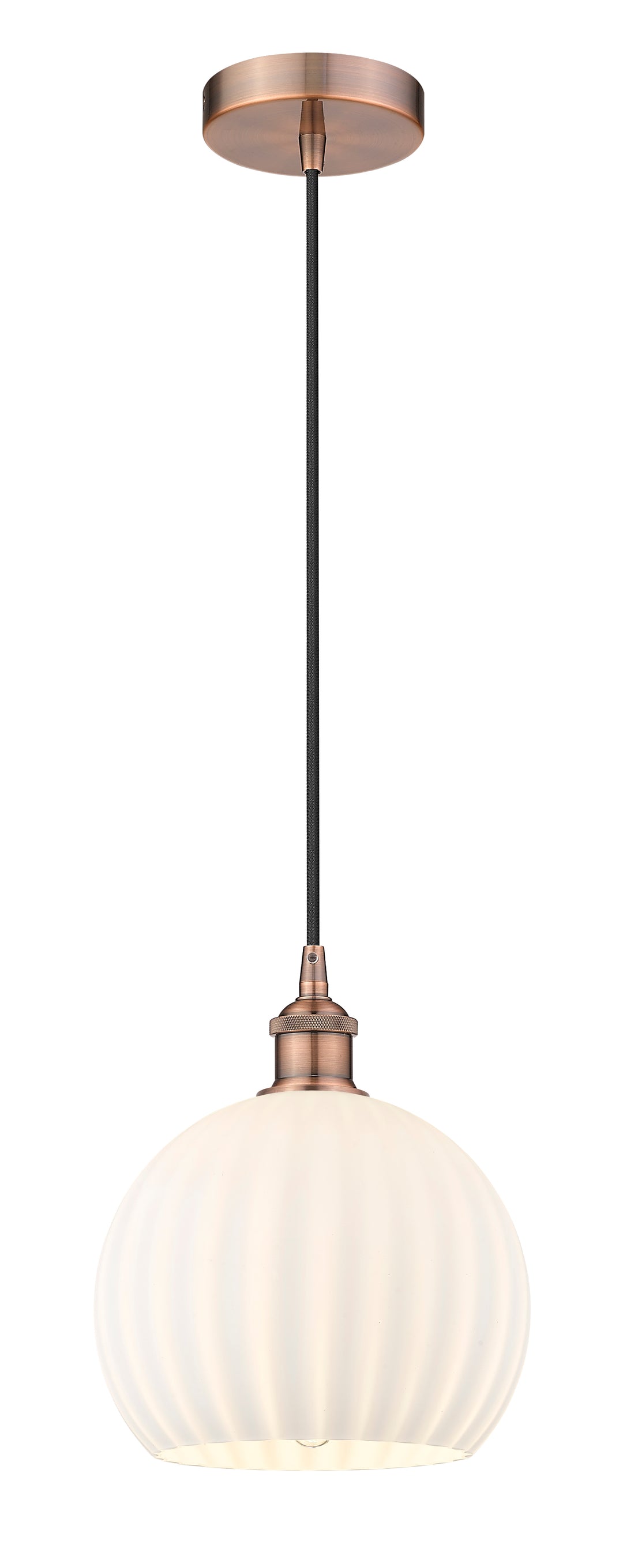 Innovations Lighting White Venetian 10" Mini Pendant - Antique Copper Mini-Pendants Innovations Lighting   