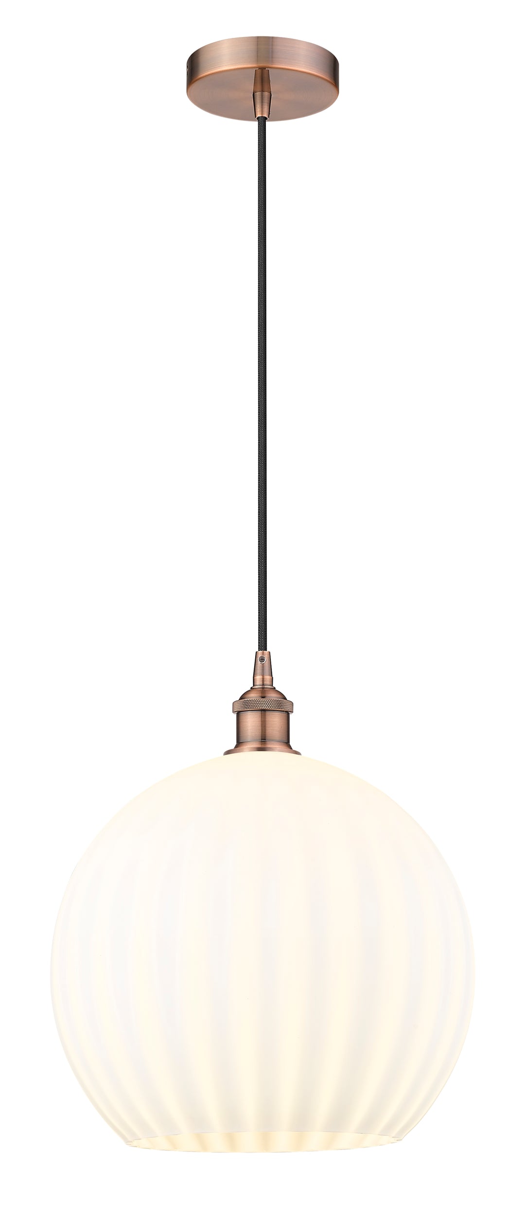 Innovations Lighting White Venetian 14" Pendant - Antique Copper Pendants Innovations Lighting   