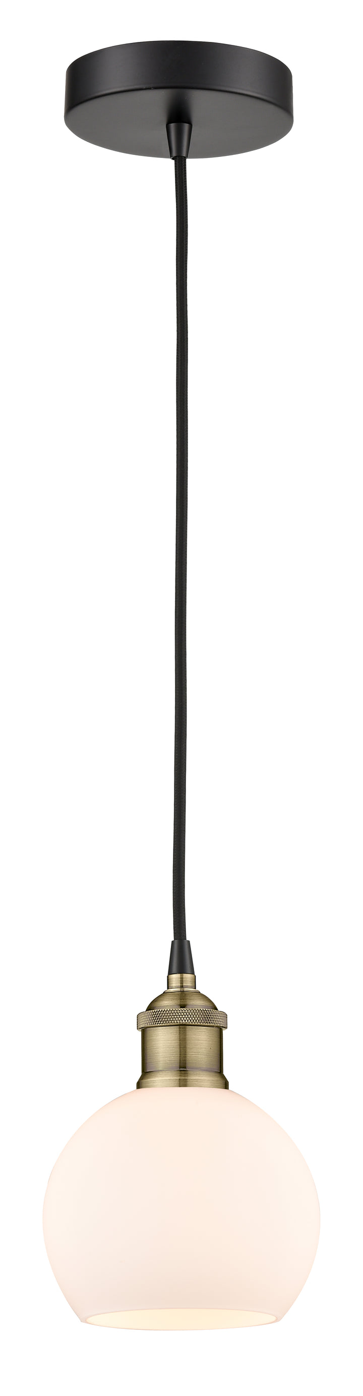 Innovations Lighting Athens 6" Mini Pendant - Black Antique Brass Mini-Pendants Innovations Lighting Matte White ; Glass Type: White  