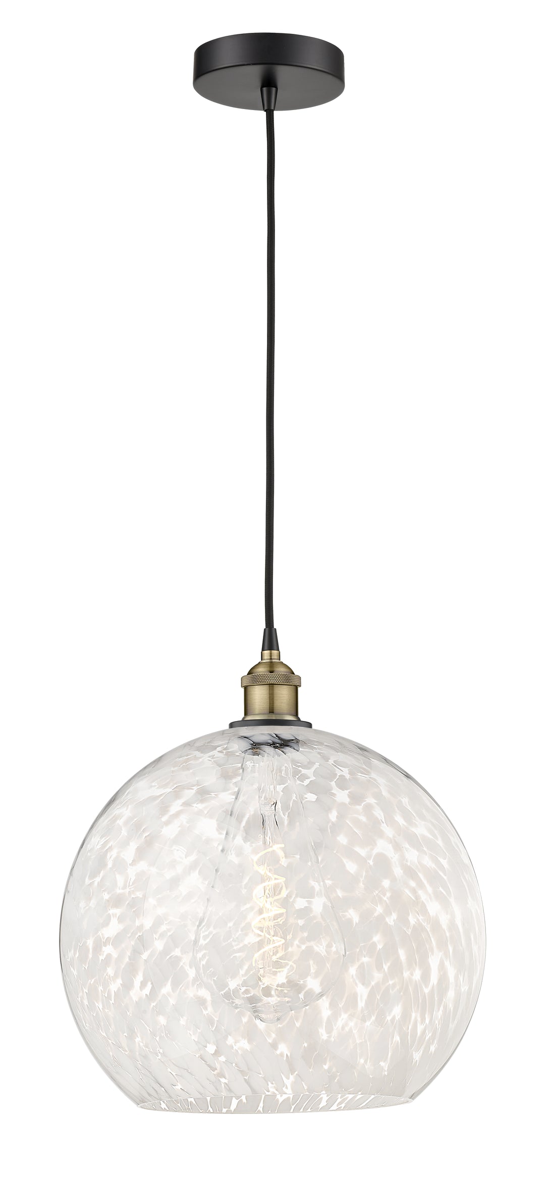 Innovations Lighting White Mouchette 14" Pendant - Black Antique Brass