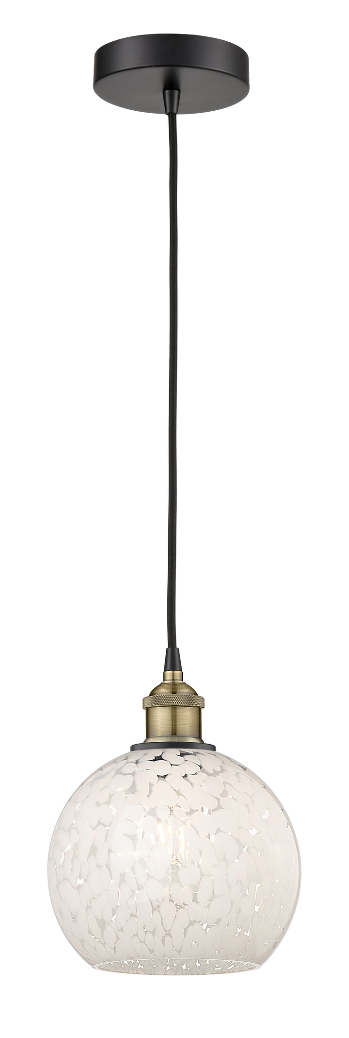 Innovations Lighting White Mouchette 8" Mini Pendant - Black Antique Brass Mini-Pendants Innovations Lighting   