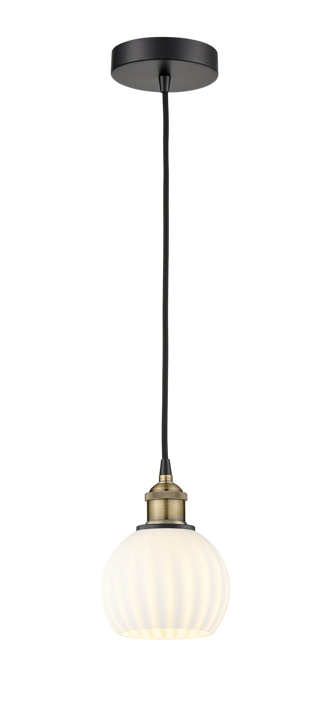 Innovations Lighting White Venetian 6" Mini Pendant - Black Antique Brass Mini-Pendants Innovations Lighting   