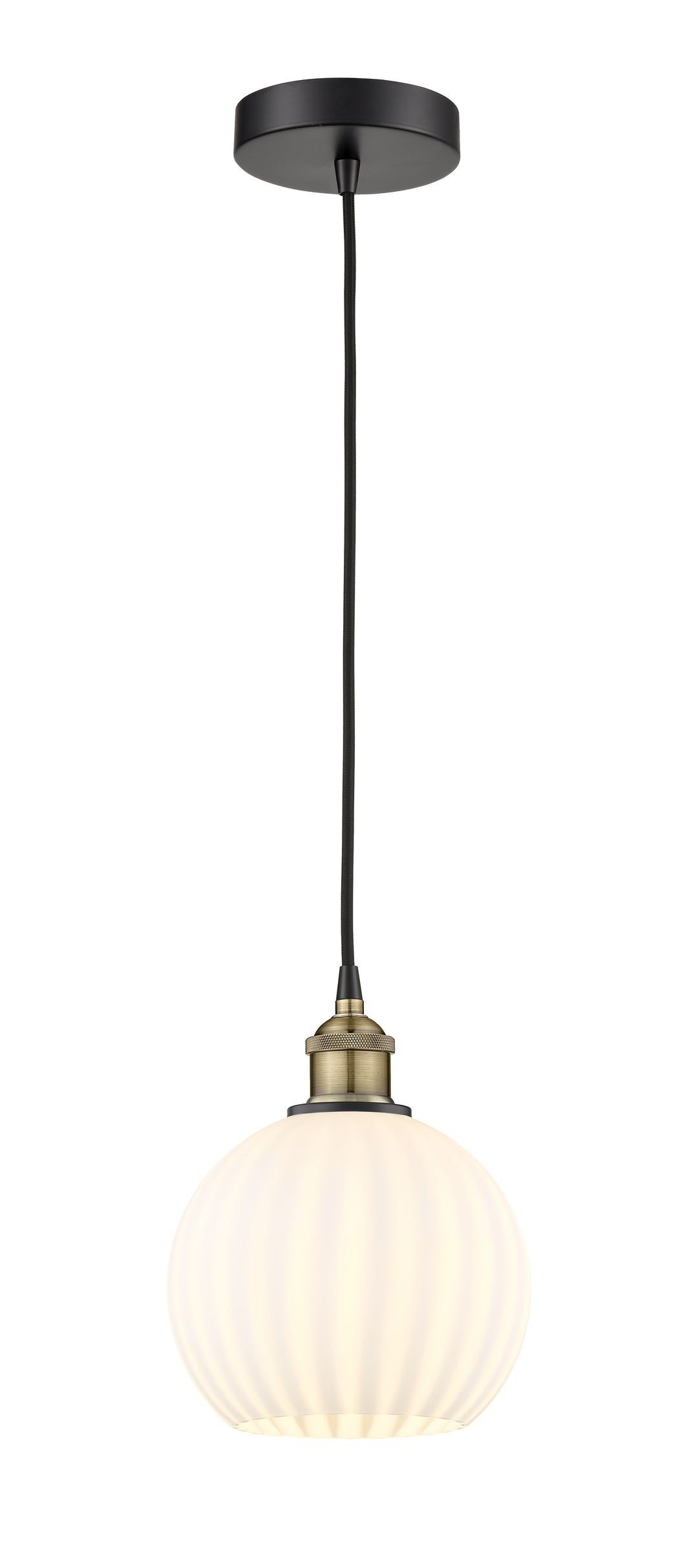 Innovations Lighting White Venetian 8" Mini Pendant - Black Antique Brass Mini-Pendants Innovations Lighting   