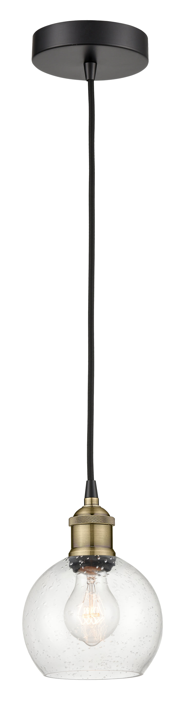 Innovations Lighting Athens 6" Mini Pendant - Black Antique Brass Mini-Pendants Innovations Lighting Seedy ; Glass Type: Seeded  