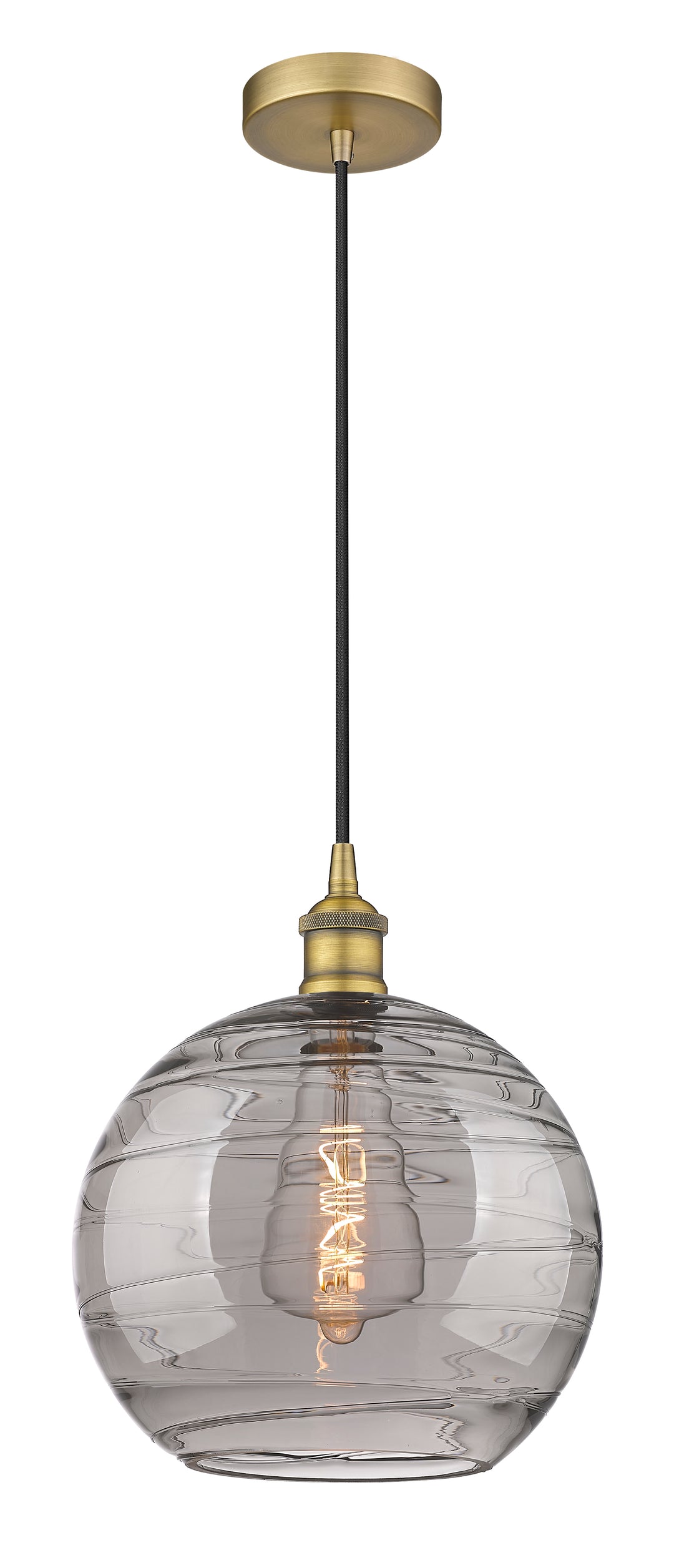 Innovations Lighting Athens Deco Swirl 12" Mini Pendant - Brushed Brass Mini-Pendants Innovations Lighting Light Smoke Deco Swirl ; Glass Type: Smoked  