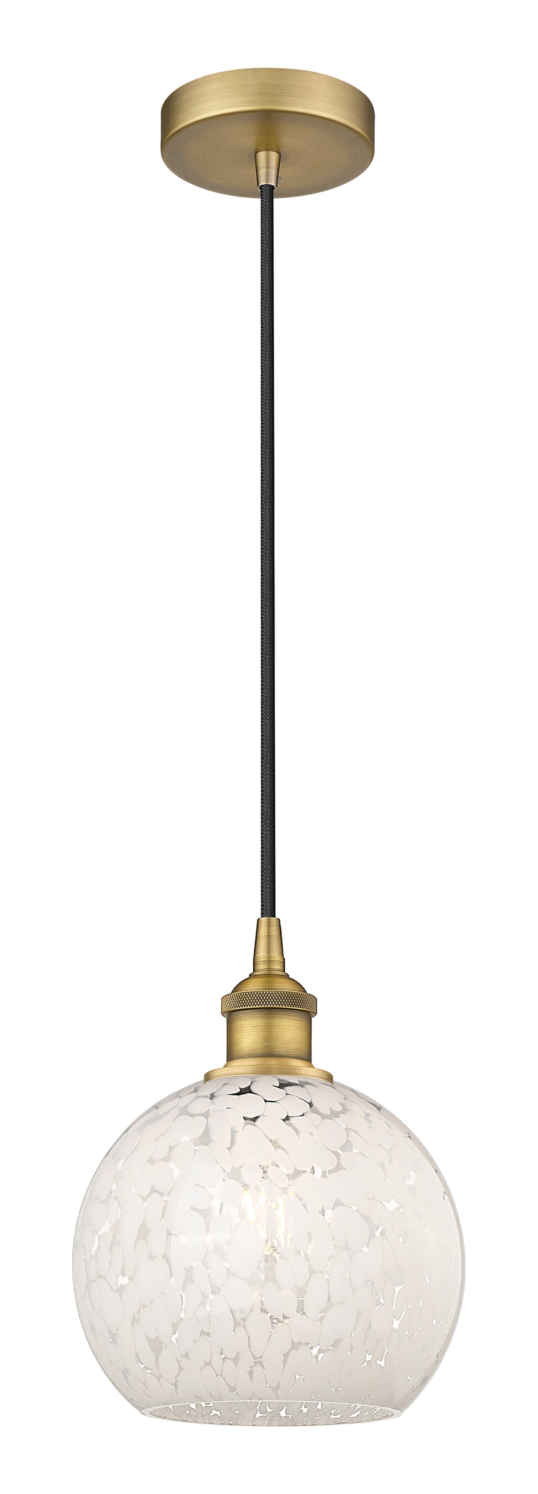 Innovations Lighting White Mouchette 8" Mini Pendant - Brushed Brass Mini-Pendants Innovations Lighting   