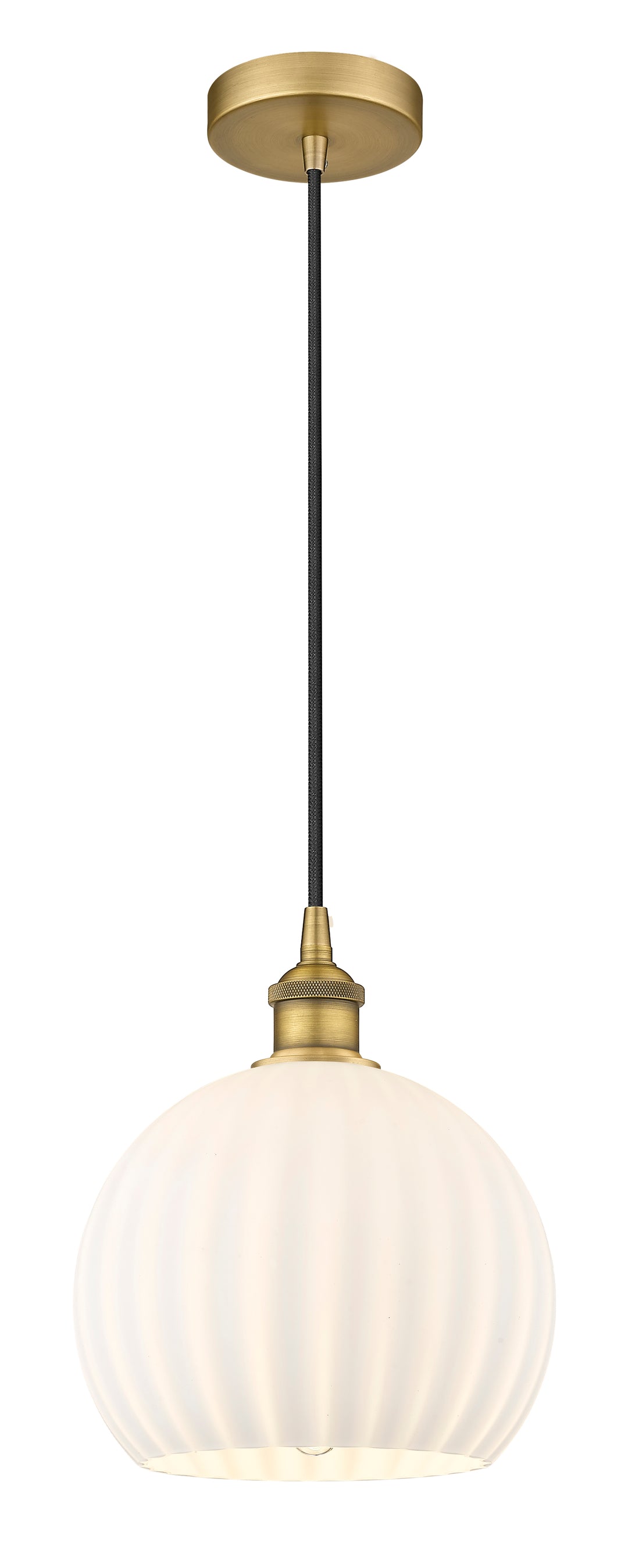 Innovations Lighting White Venetian 10" Mini Pendant - Brushed Brass Mini-Pendants Innovations Lighting   