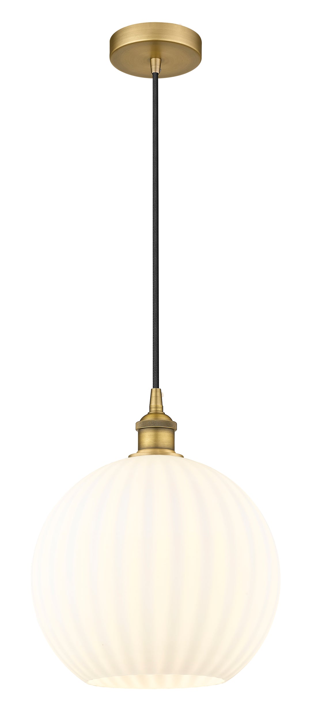 Innovations Lighting White Venetian 12" Mini Pendant - Brushed Brass