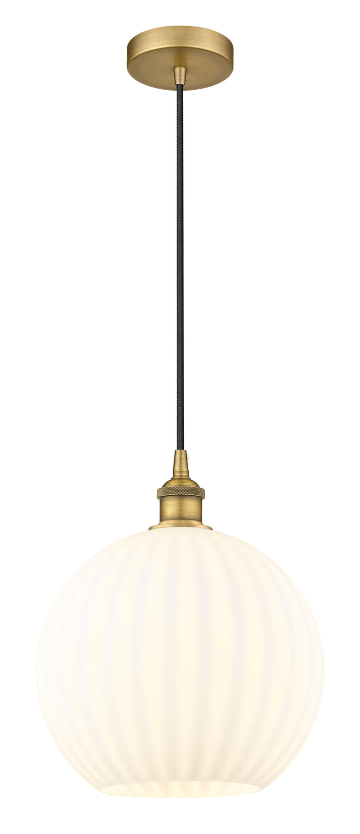 Innovations Lighting White Venetian 12" Mini Pendant - Brushed Brass