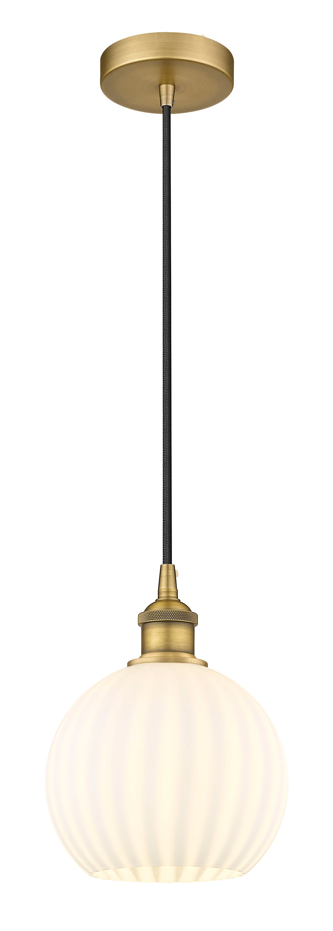 Innovations Lighting White Venetian 8" Mini Pendant - Brushed Brass Mini-Pendants Innovations Lighting   