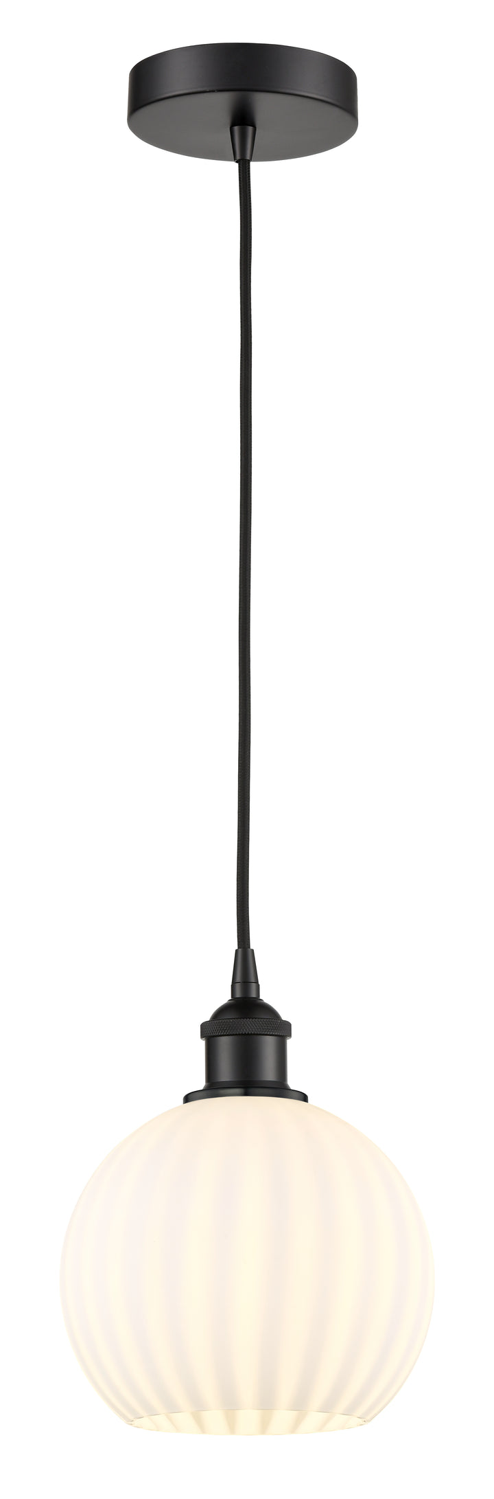 Innovations Lighting White Venetian 8" Mini Pendant - Matte Black Mini-Pendants Innovations Lighting   