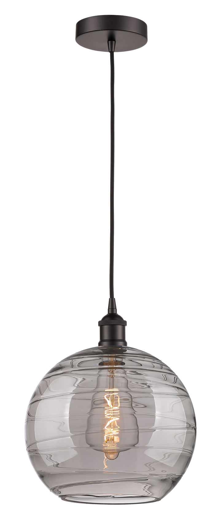 Innovations Lighting Athens Deco Swirl 12" Mini Pendant - Oil Rubbed Bronze Mini-Pendants Innovations Lighting Light Smoke Deco Swirl ; Glass Type: Smoked  