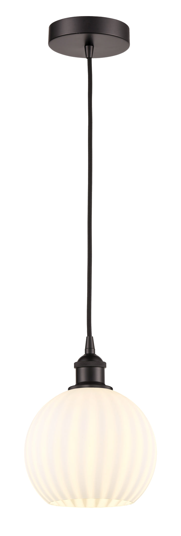 Innovations Lighting White Venetian 8" Mini Pendant - Oil Rubbed Bronze Mini-Pendants Innovations Lighting   