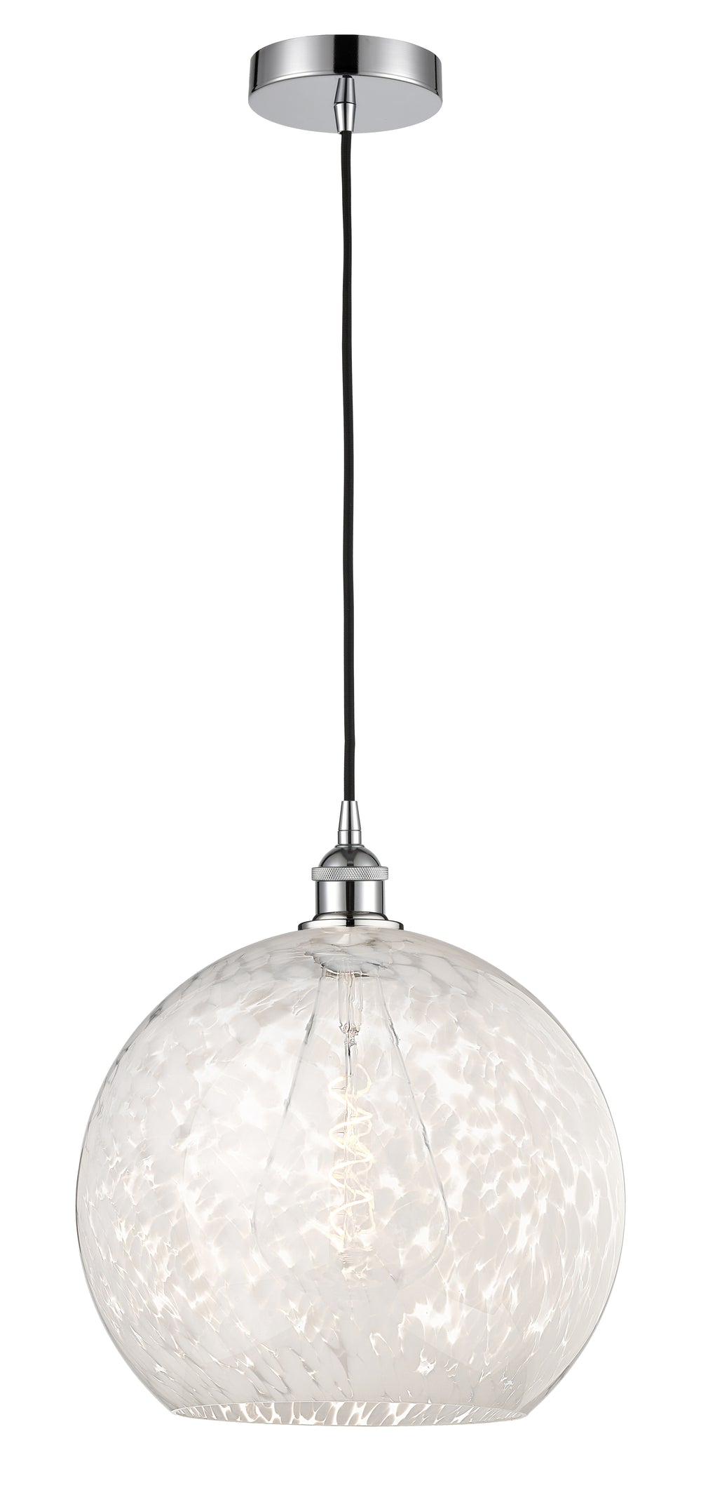 Innovations Lighting White Mouchette 14" Pendant - Polished Chrome Pendants Innovations Lighting   