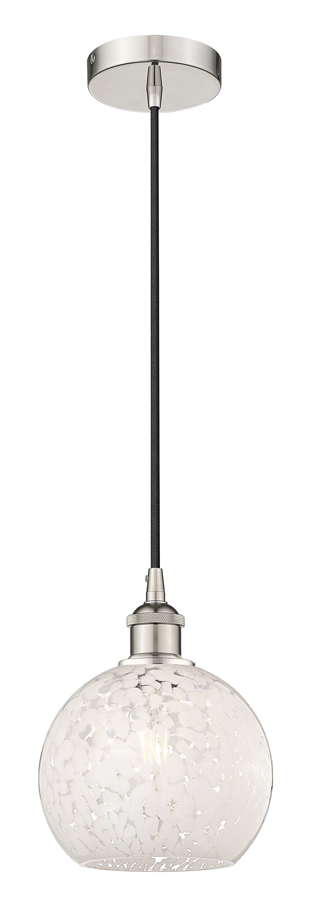 Innovations Lighting White Mouchette 8" Mini Pendant - Polished Nickel Mini-Pendants Innovations Lighting   