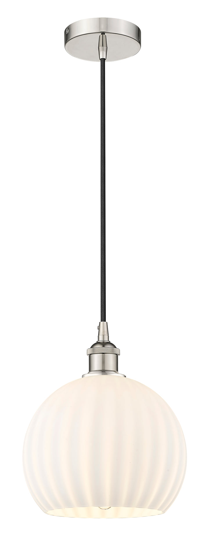 Innovations Lighting White Venetian 10" Mini Pendant - Polished Nickel Mini-Pendants Innovations Lighting   