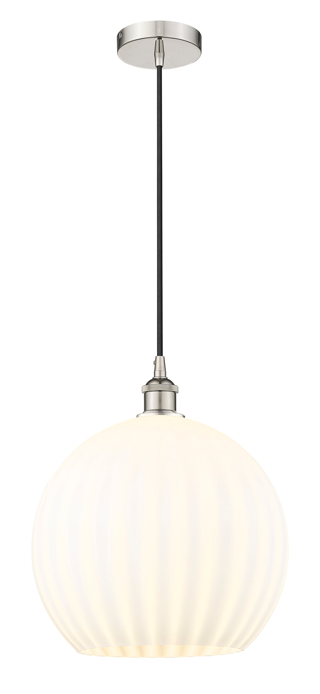 Innovations Lighting White Venetian 14" Pendant - Polished Nickel Pendants Innovations Lighting   