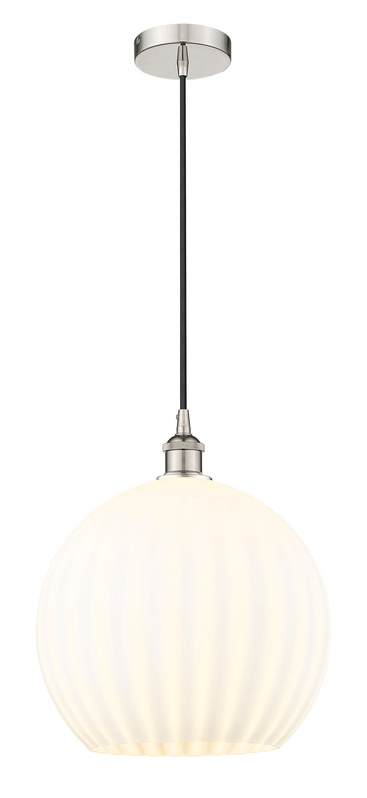 Innovations Lighting White Venetian 14" Pendant - Polished Nickel