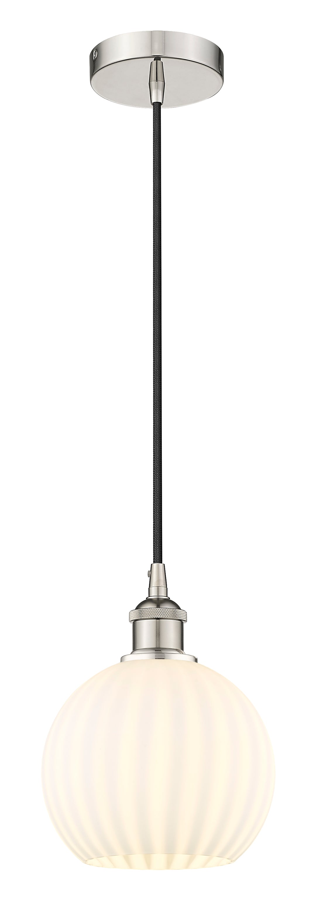 Innovations Lighting White Venetian 8" Mini Pendant - Polished Nickel Mini-Pendants Innovations Lighting   