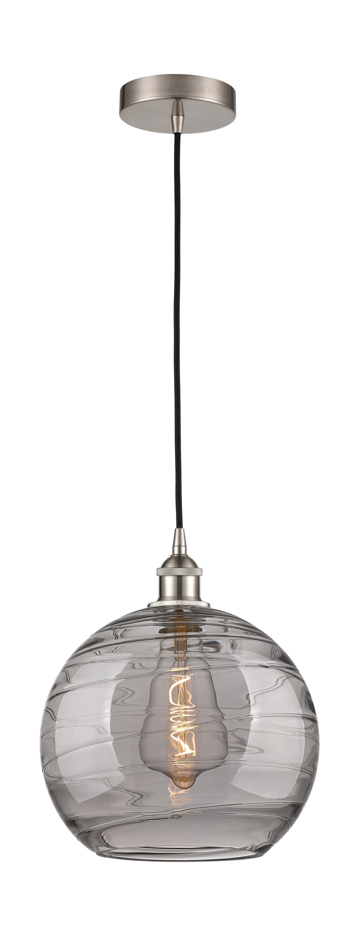 Innovations Lighting Athens Deco Swirl 12" Mini Pendant - Brushed Satin Nickel Mini-Pendants Innovations Lighting Light Smoke Deco Swirl ; Glass Type: Smoked  