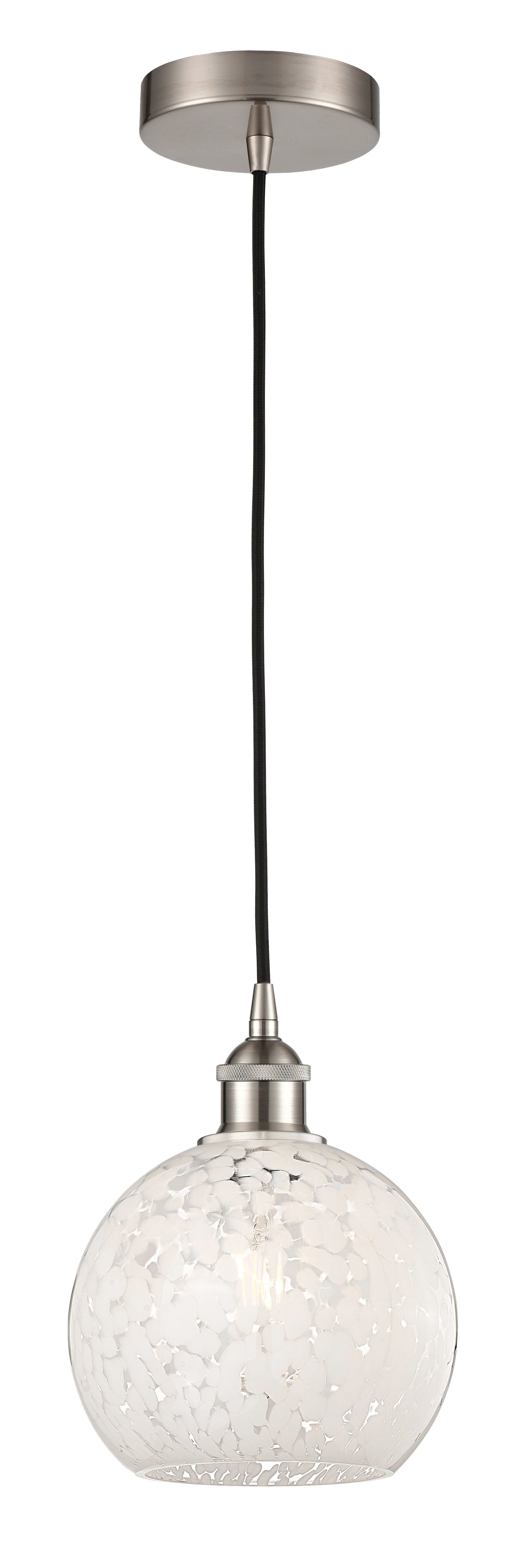 Innovations Lighting White Mouchette 8" Mini Pendant - Brushed Satin Nickel Mini-Pendants Innovations Lighting   