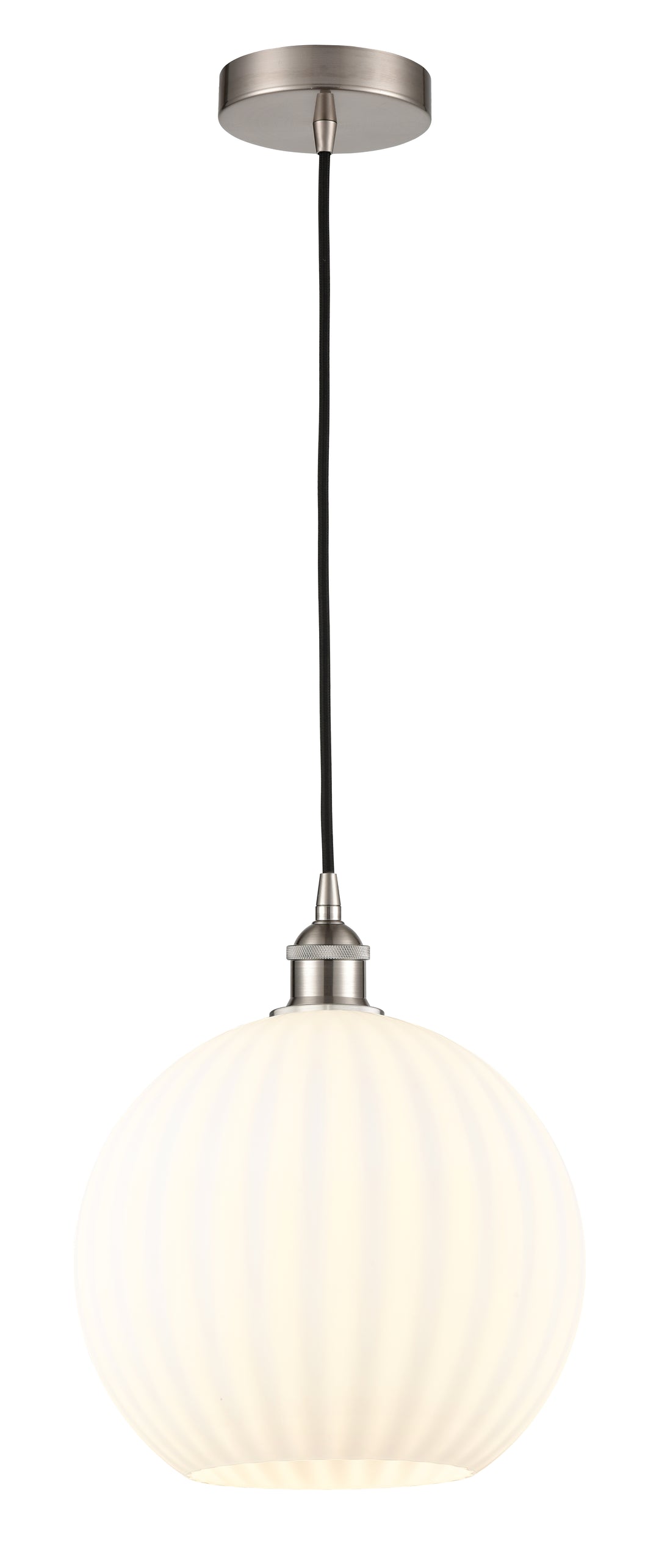 Innovations Lighting White Venetian 12" Mini Pendant - Brushed Satin Nickel