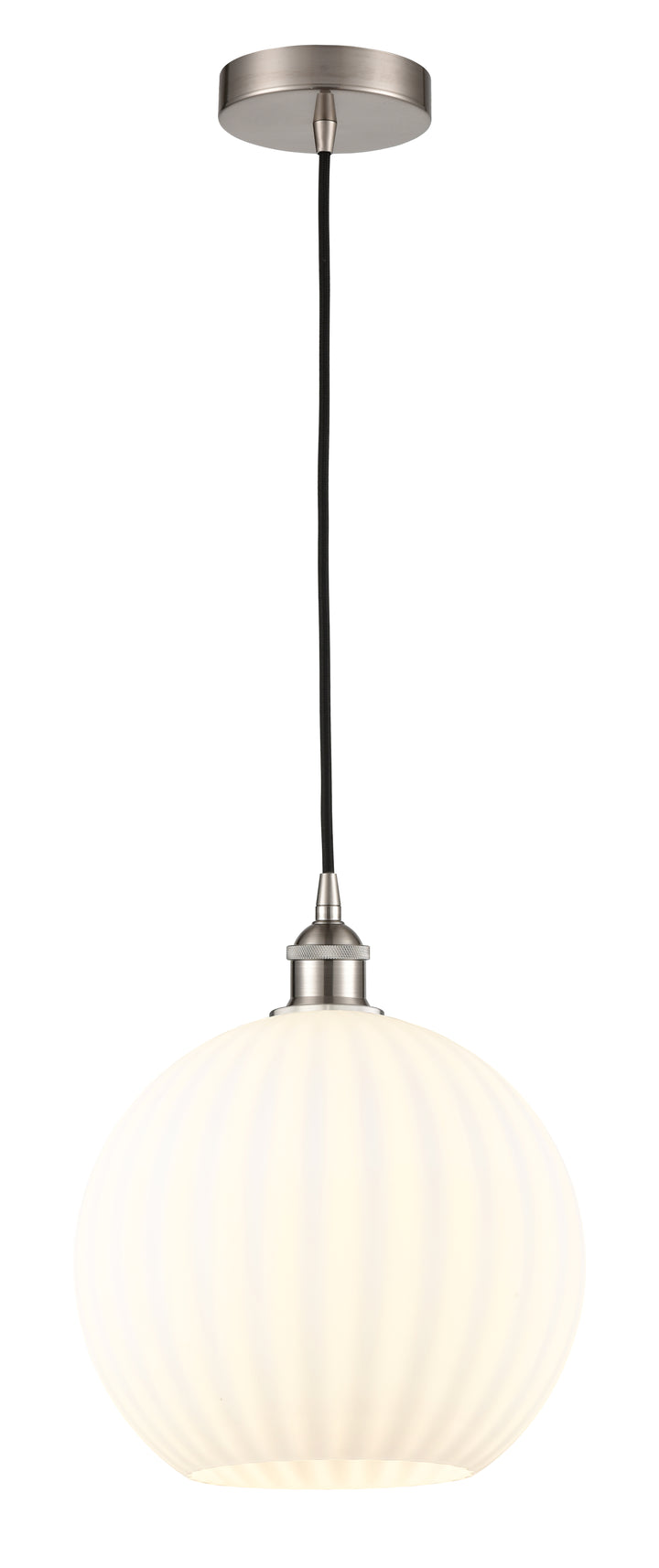 Innovations Lighting White Venetian 12" Mini Pendant - Brushed Satin Nickel