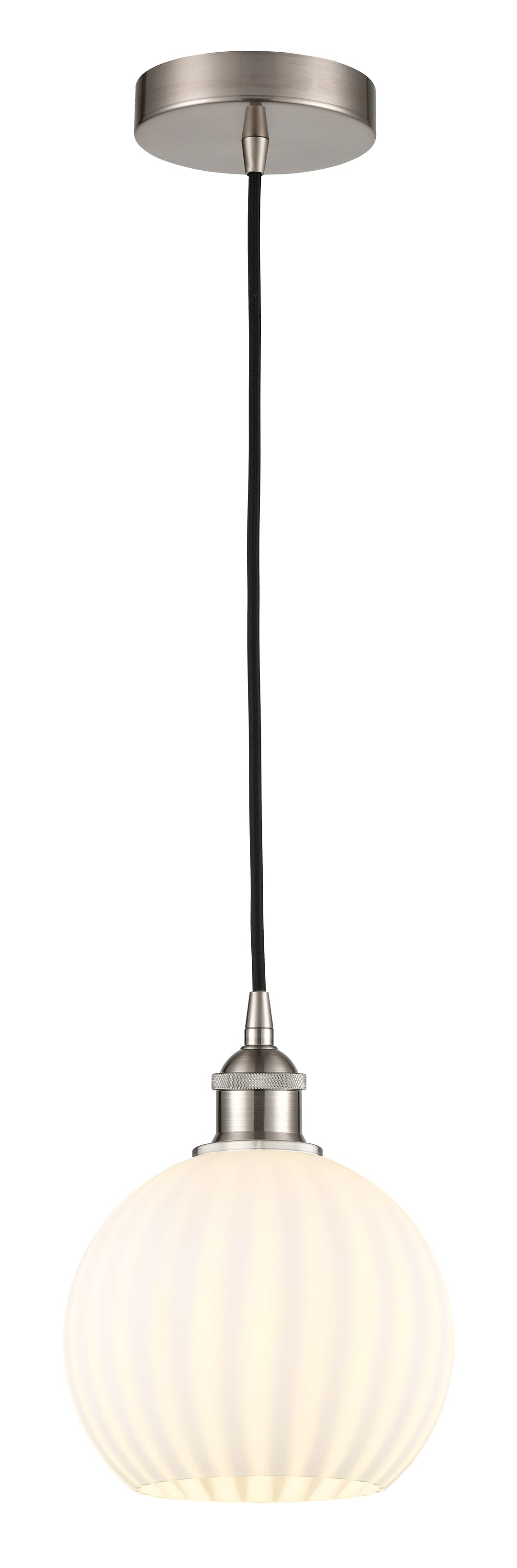 Innovations Lighting White Venetian 8" Mini Pendant - Brushed Satin Nickel Mini-Pendants Innovations Lighting   