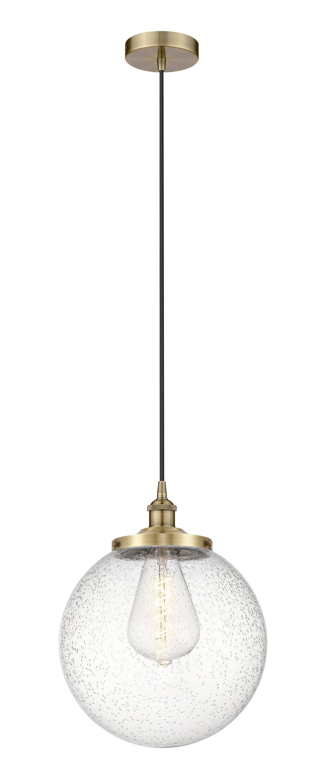 Innovations Lighting Beacon 14" Mini Pendant - Antique Brass Mini-Pendants Innovations Lighting Seedy ; Glass Type: Seedy  