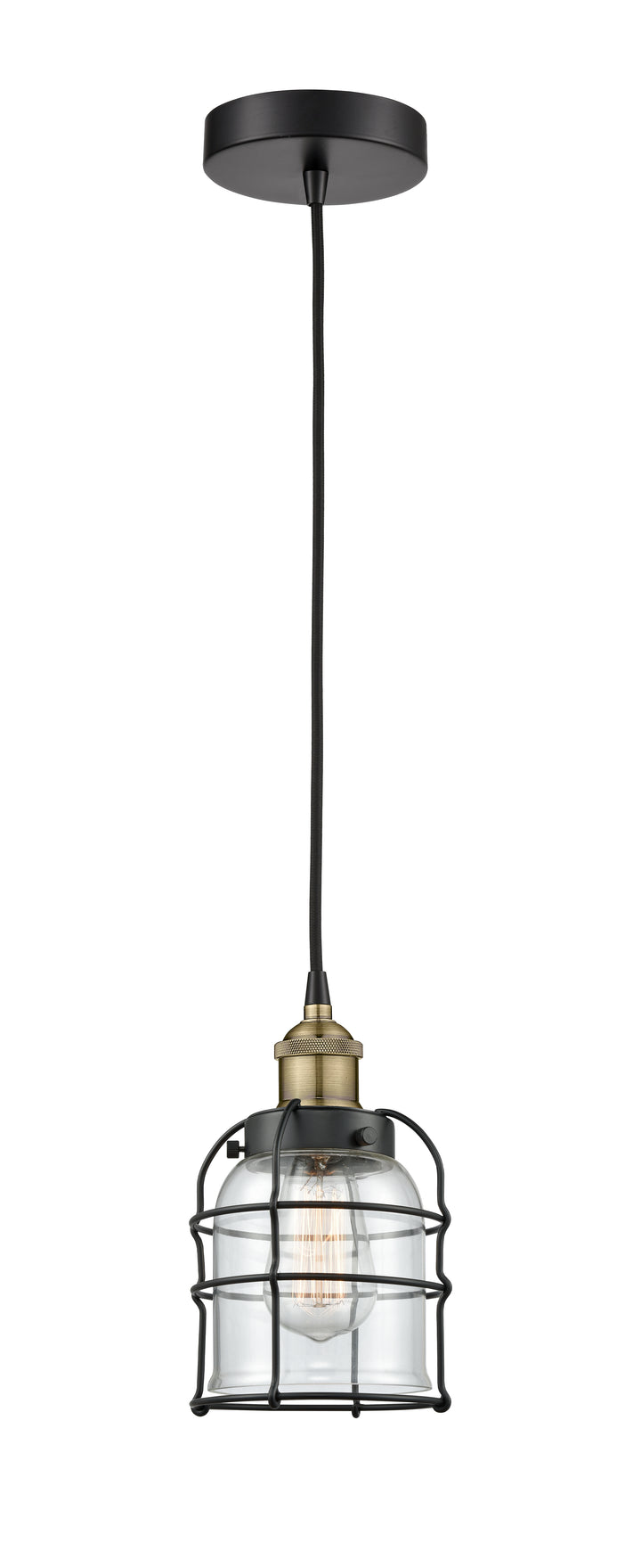 Innovations Lighting Bell Cage 5" Mini Pendant Mini-Pendants Innovations Lighting Black Antique Brass Clear ; Glass Type: Clear 