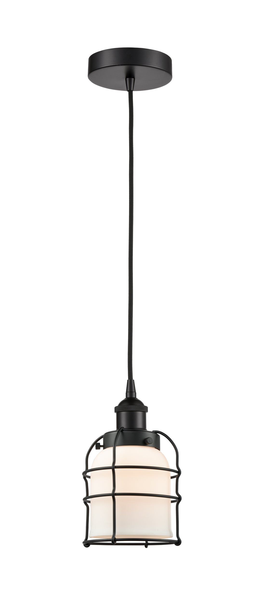 Innovations Lighting Bell Cage 6" Mini Pendant - Matte Black Mini-Pendants Innovations Lighting Matte White ; Glass Type: Frosted  