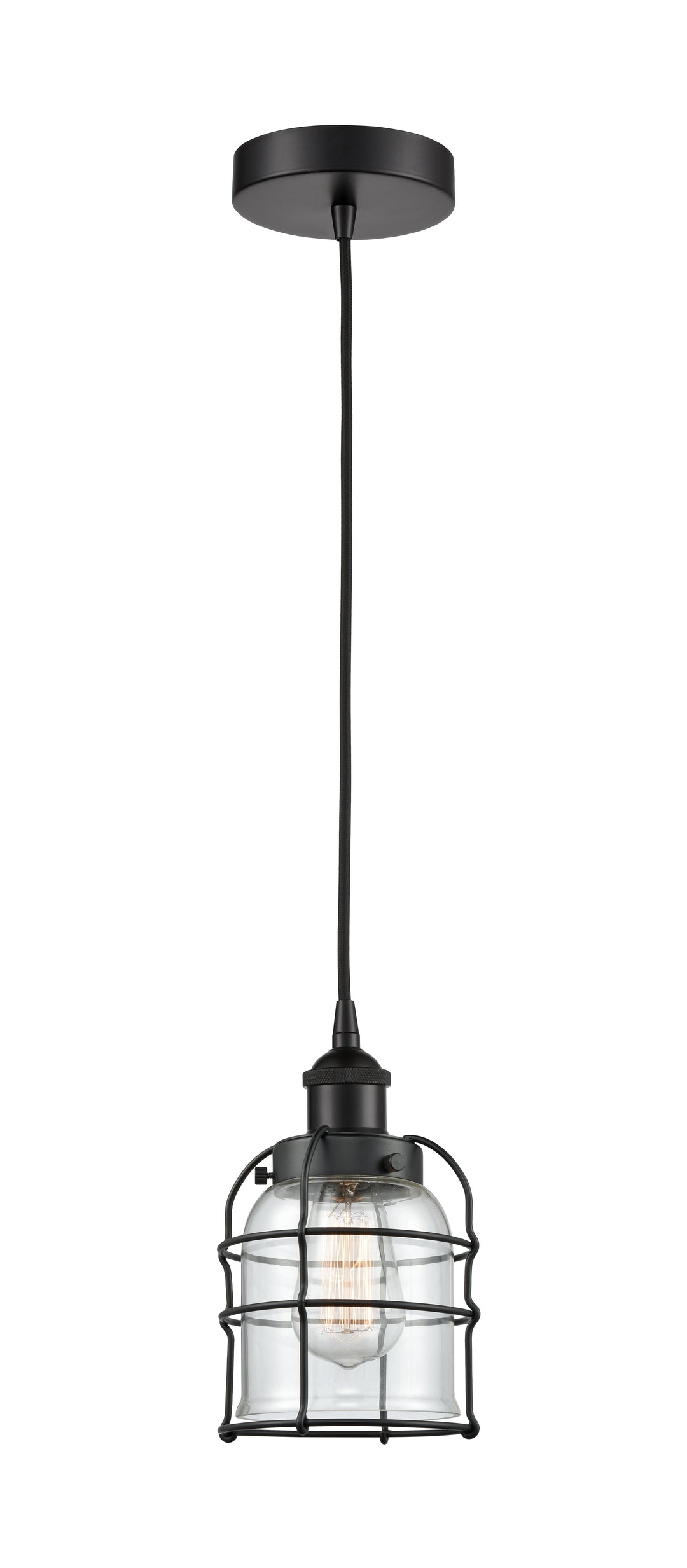 Innovations Lighting Bell Cage 5" Mini Pendant Mini-Pendants Innovations Lighting Matte Black Clear ; Glass Type: Clear 