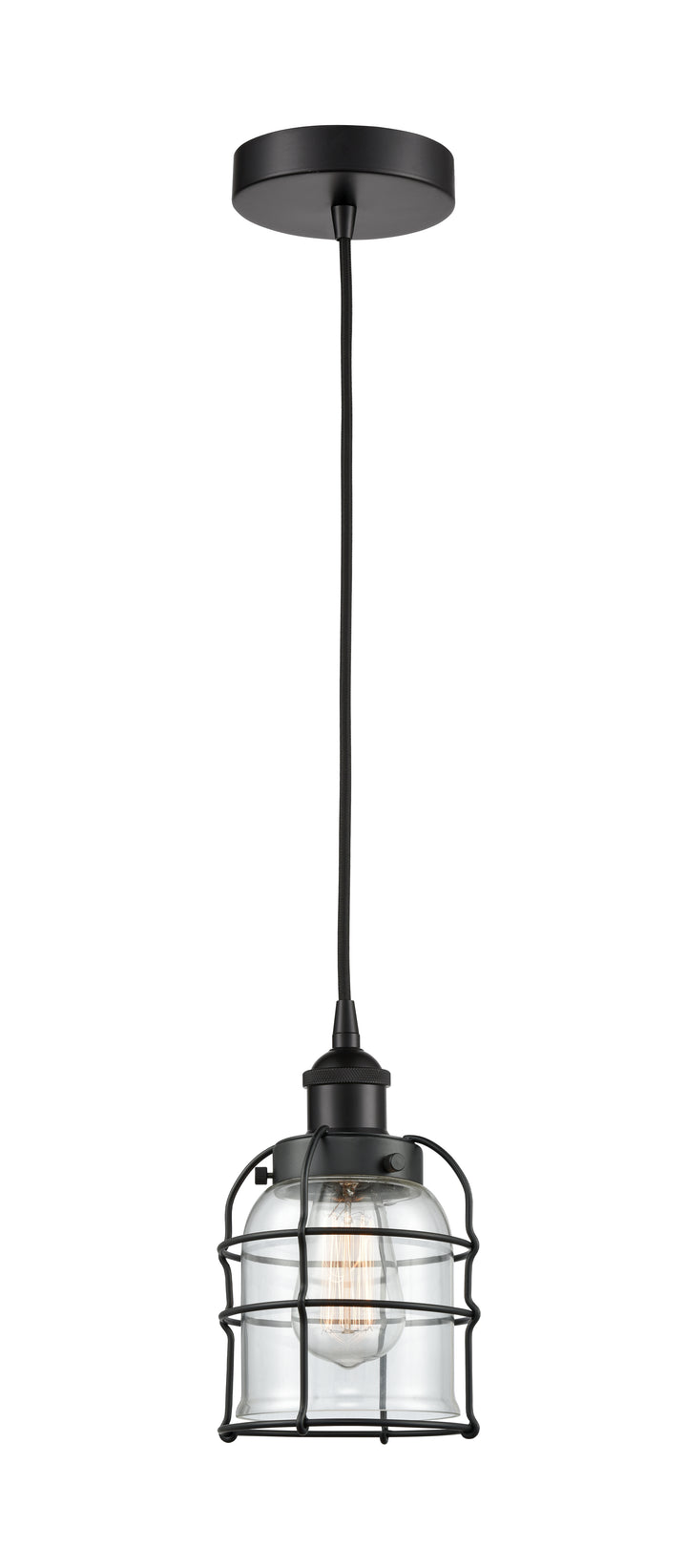 Innovations Lighting Bell Cage 5" Mini Pendant Mini-Pendants Innovations Lighting Matte Black Clear ; Glass Type: Clear 