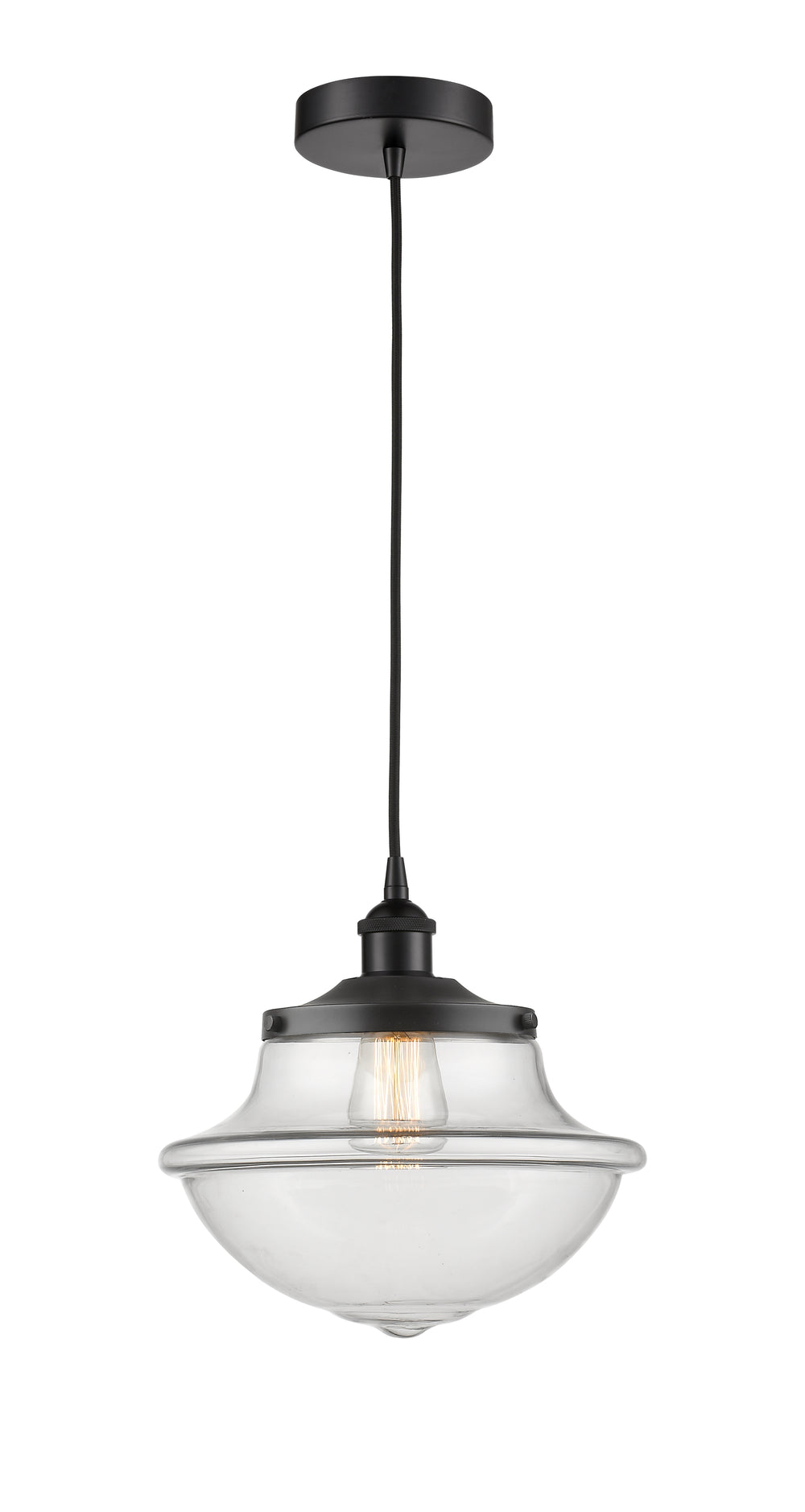 Innovations Lighting Oxford 11.75" Mini Pendant - Matte Black Mini-Pendants Innovations Lighting Clear ; Glass Type: Clear  