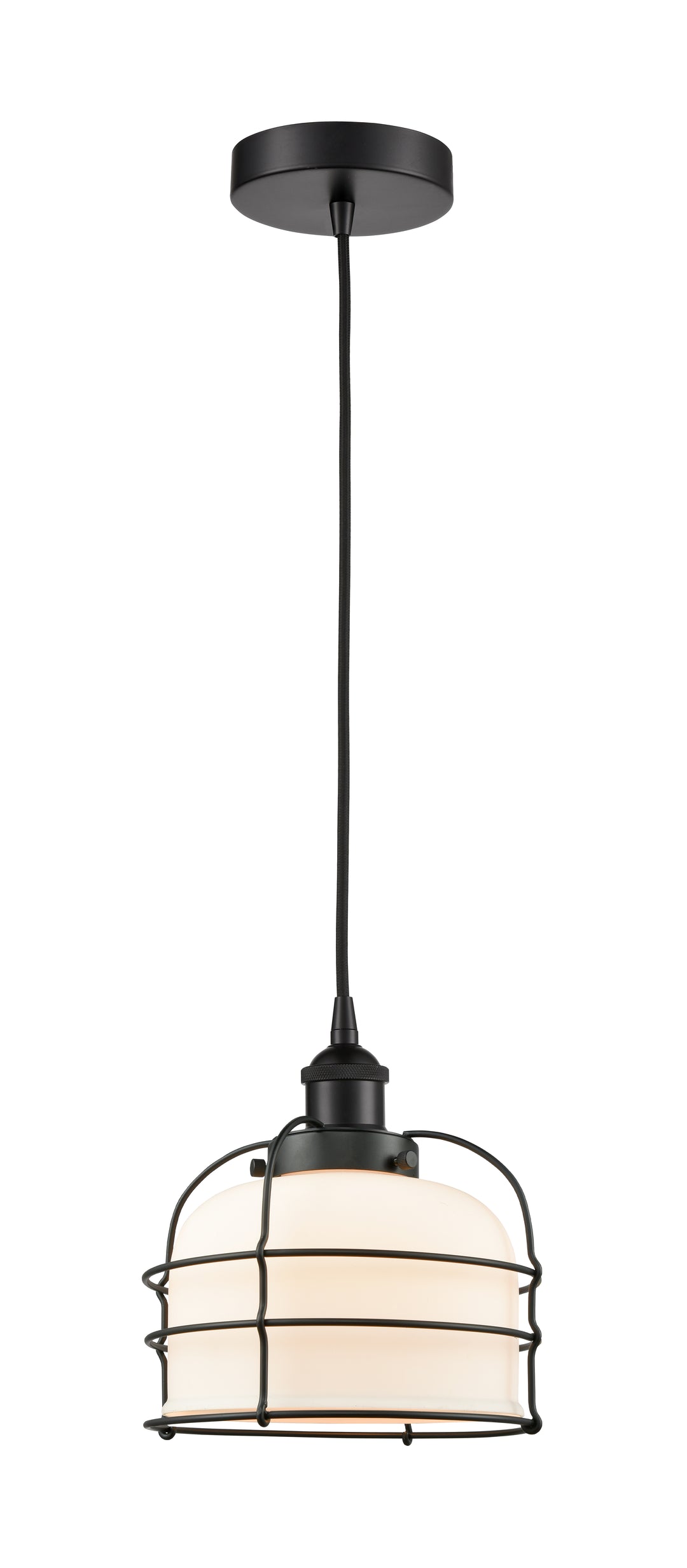 Innovations Lighting Bell Cage 9" Mini Pendant - Matte Black Mini-Pendants Innovations Lighting Matte White ; Glass Type: Frosted  