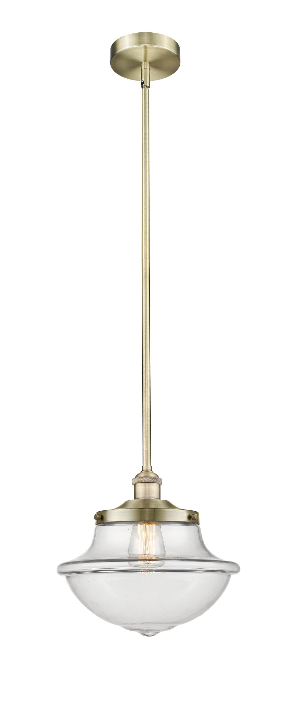 Innovations Lighting Oxford 12" Mini Pendant - Antique Brass Mini-Pendants Innovations Lighting Clear ; Glass Type: Transparent  