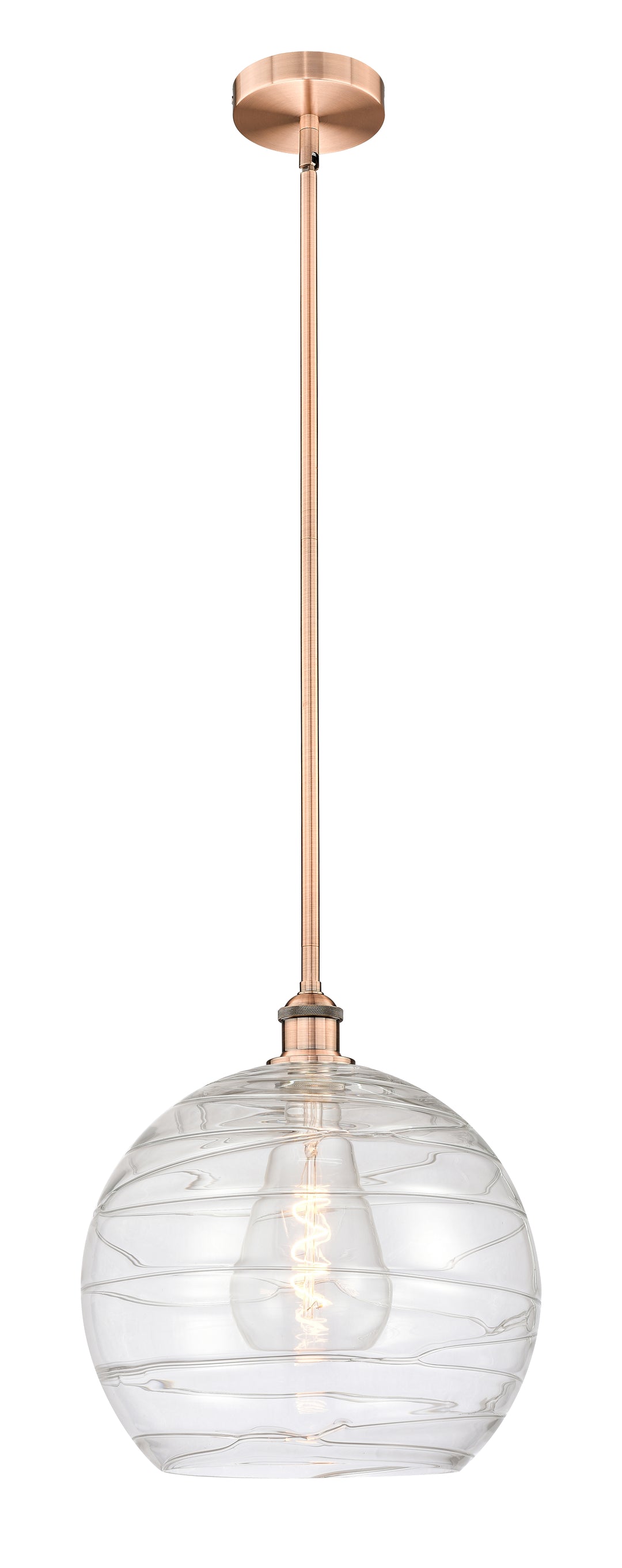 Innovations Lighting Athens Deco Swirl 14" Pendant - Antique Copper Pendants Innovations Lighting Clear Deco Swirl ; Glass Type: Clear  