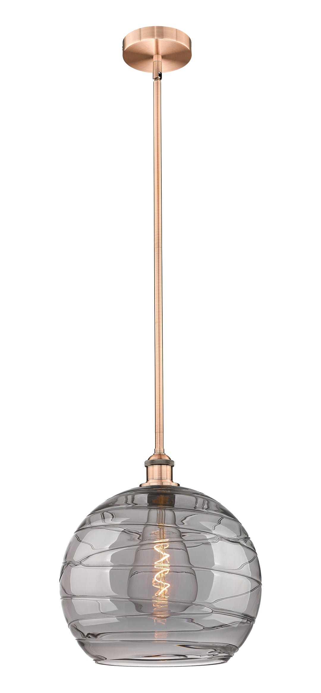 Innovations Lighting Athens Deco Swirl 14" Pendant - Antique Copper Pendants Innovations Lighting Light Smoke Deco Swirl ; Glass Type: Smoked  