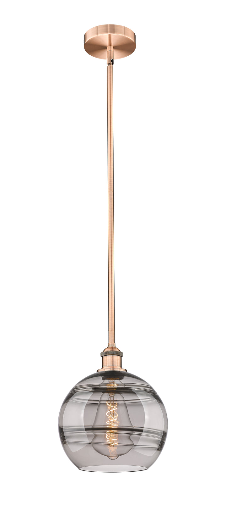 Innovations Lighting Rochester 10" Mini Pendant - Antique Copper Mini-Pendants Innovations Lighting Light Smoke ; Glass Type: Smoked  